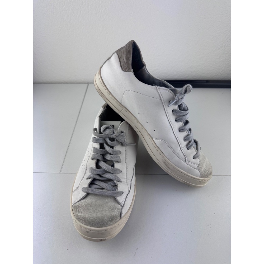 P448 John Womens White Leather Suede Low‎ Top Sneakers Size 38 7.5 8